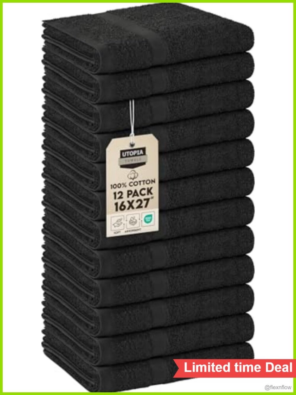 Salon Towels 12 Pack 100% Cotton 16x27 Hair Drying Absorbent